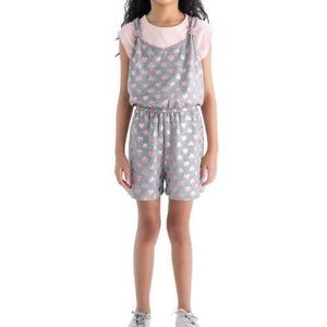 New Blush Youth Girls Romper with Tee 2 Piece Set, Gray